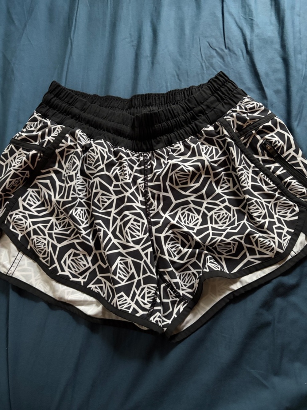 lululemon athletica Black and White Geo Floral Athletic Shorts